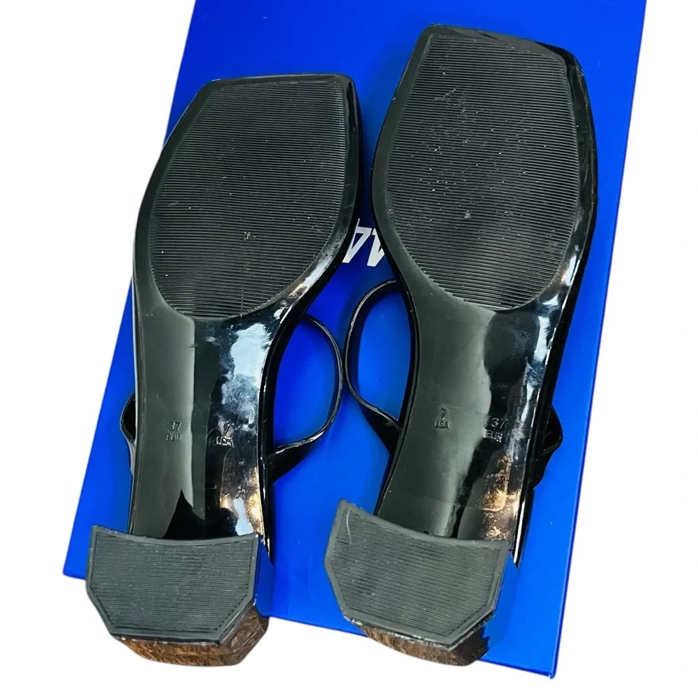 Jeffrey Campbell Black Jelly Strappy Square Chunky Heeled Sandals 6.5/ 7M Y2K